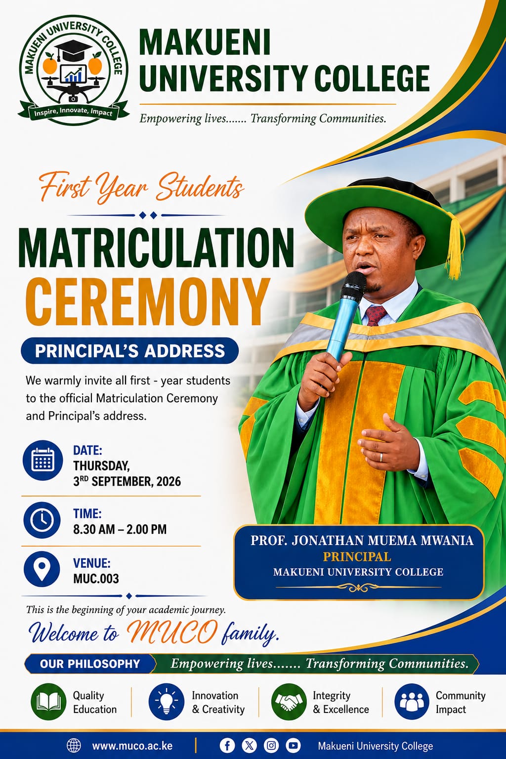 MUCO Matriculation 2026